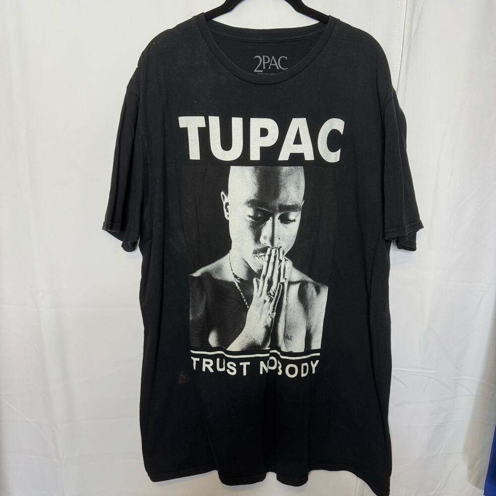 2PAC Tupac Trust Nobody XXL Graphic T-Shirt Black Rap Tee Distressed Streetwear